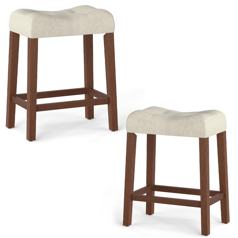 Giantex 24" Bar Stools Set of 4, Upholstered Counter Height Saddle Bar Stools