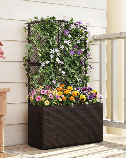Jardinière haute en rotin PE Giantex 58"/49" avec doublure et drainage