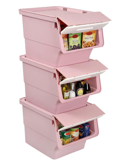 Bacs de Rangement Empilables en Plastique Giantex avec Couvercles et Roues