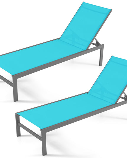 Chaise longue de patio Giantex, transat d'extérieur avec 6 positions réglables