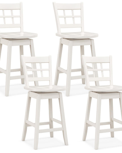 Giantex Bar Stools, Farmhouse Swivel Barstools with 6-Grid Hollow Back & Ergonomic Contoured Seat