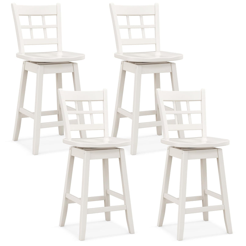 Giantex Bar Stools, Farmhouse Swivel Barstools with 6-Grid Hollow Back & Ergonomic Contoured Seat