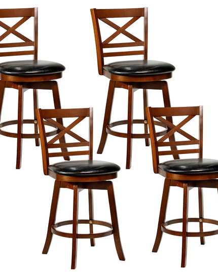 Giantex Swivel Bar Stools Set with PU Faux Leather Upholstered Seat