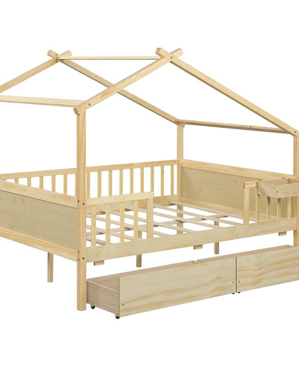 Lit de maison complet Giantex avec tiroirs pour enfants garçons filles