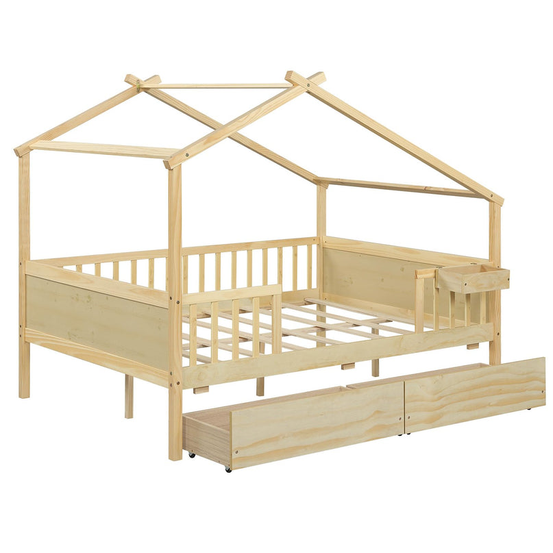 Lit de maison complet Giantex avec tiroirs pour enfants garçons filles