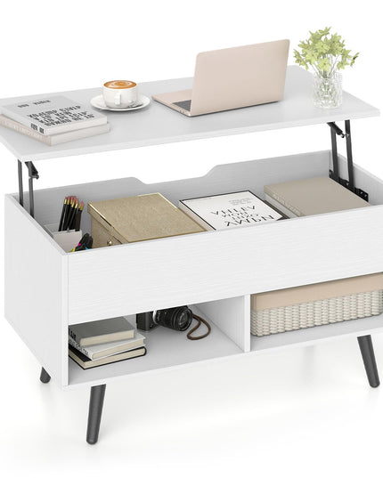 Giantex Lift Top Coffee Table w/Hidden Compartment & 2 Open Shelves