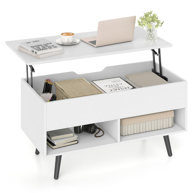 Giantex Lift Top Coffee Table w/Hidden Compartment & 2 Open Shelves