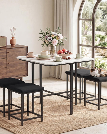 Giantex Dining Table Set for 4 with Upholstered Stools