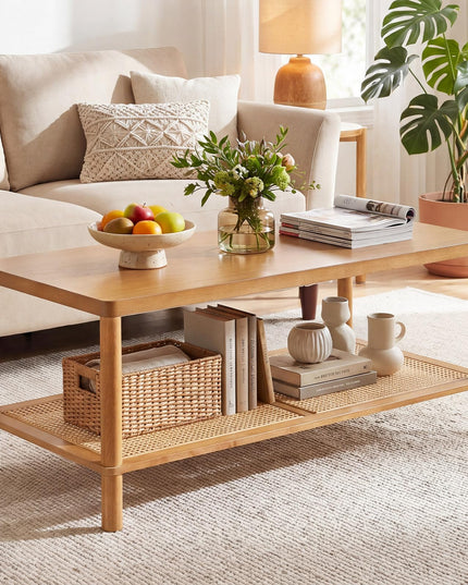 Giantex 39" Rattan Coffee Table for Living Room