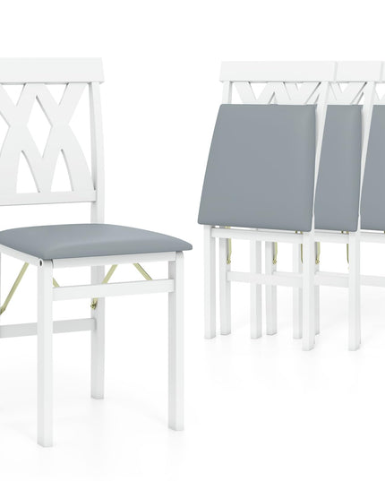 Giantex Folding Dining Chairs Set with PVC Leather for Home Small Space