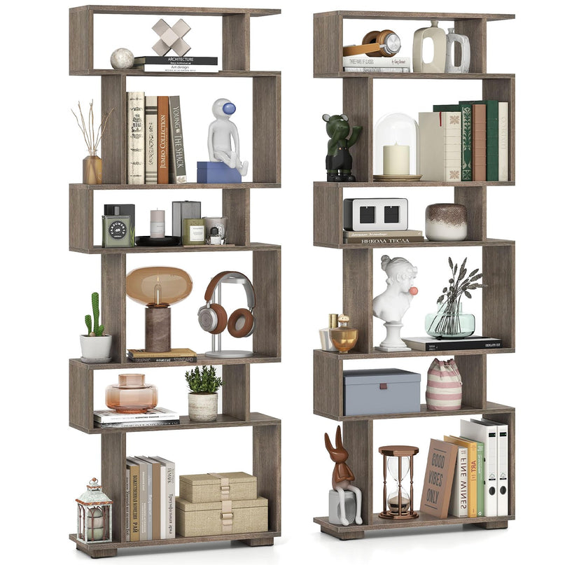 Giantex 6 Tier Geometric Bookshelf with 2 Anti Tipping Kits