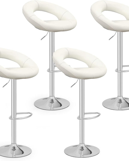 Giantex Adjustable Swivel Bar Stools, Modern PU Leather Counter Height Bar Chairs w/Hollowed Back