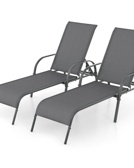Giantex Adjustable Patio Chaise Lounge, Outdoor Folding Lounge Recliner Chairs