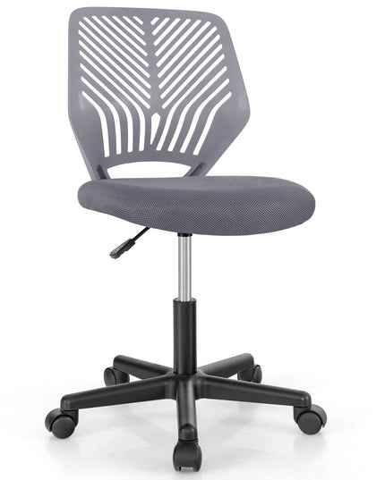 Giantex Kids Desk Chair, Armless Kids Computer Chair with Lumbar Support, Mesh Adjustable Swivel Study Chair with Wheels