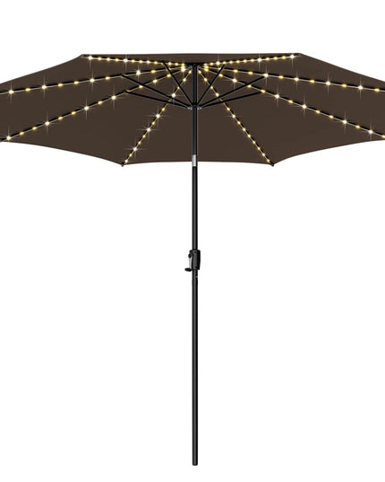 Giantex 10 ft Patio Umbrella with 112 Solar Lights, Outdoor Table Market Umbrellas with 8 Ribs