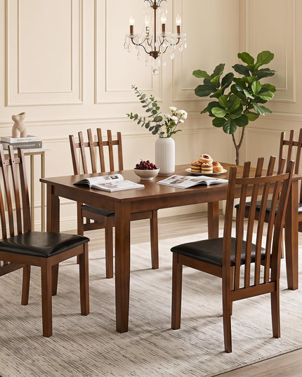 Giantex Wood Dining Chairs Set w/ Linen Fabric Seat & Rubber Wood Frame