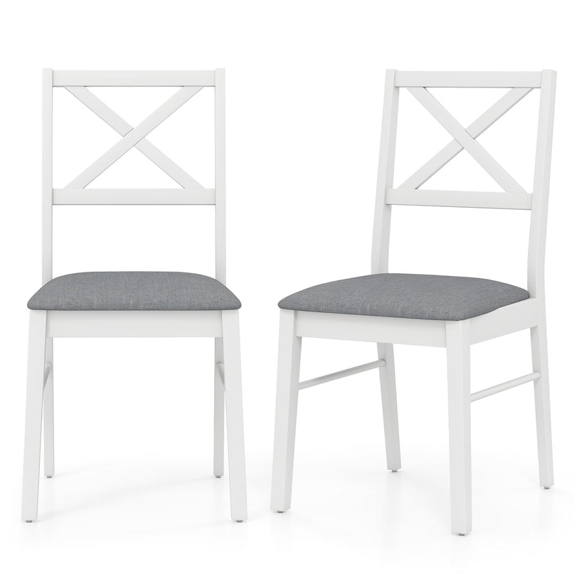 Giantex Wooden Dining Chairs Set of 2/4, Upholstered Kitchen Chairs w/Cross Back & Padded Seat