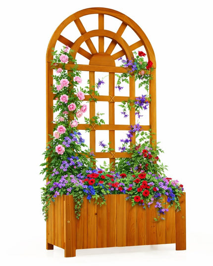 Jardinière surélevée d'extérieur Giantex 48" en bois de sapin avec écran d'intimité et trous de drainage