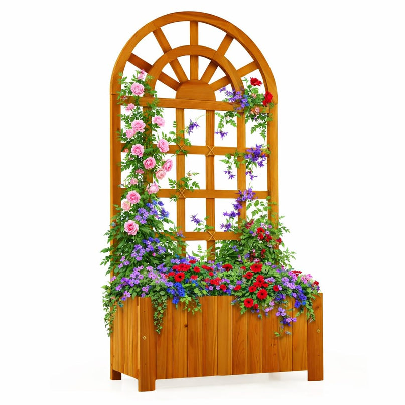 Jardinière surélevée d'extérieur Giantex 48" en bois de sapin avec écran d'intimité et trous de drainage