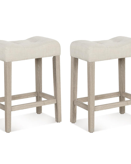 Giantex 24" Bar Stools Set of 4, Upholstered Counter Height Saddle Bar Stools