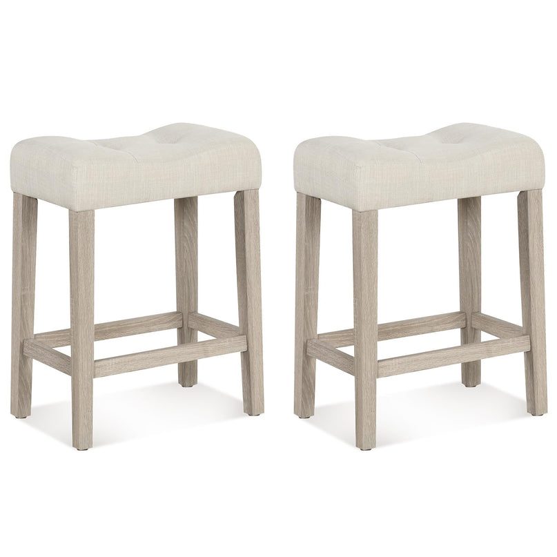 Giantex 24" Bar Stools Set of 4, Upholstered Counter Height Saddle Bar Stools