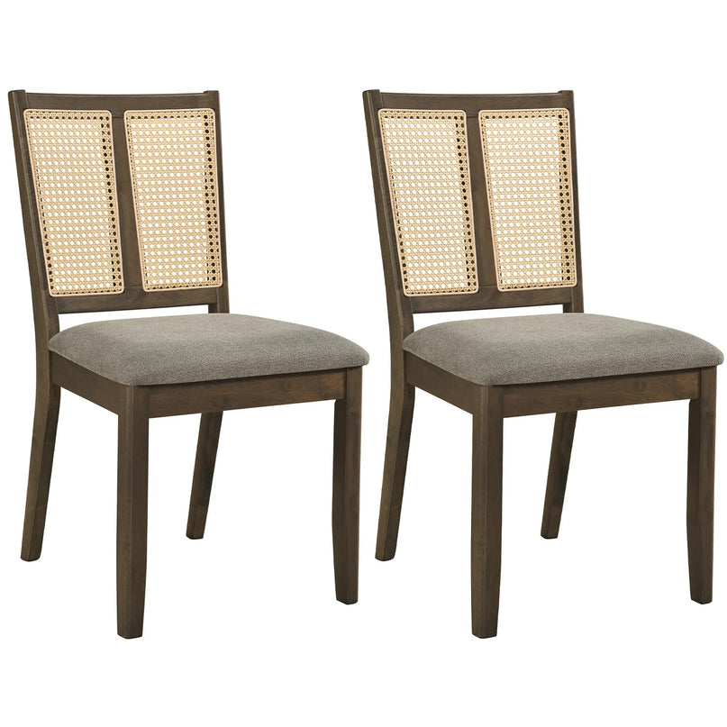 Giantex Rattan Dining Chairs Set of 2/4 w/Rubber Wood Frame