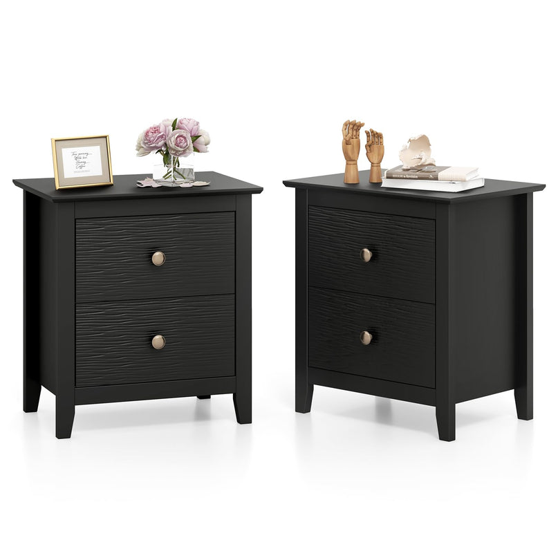 Giantex White and Black Nightstand
