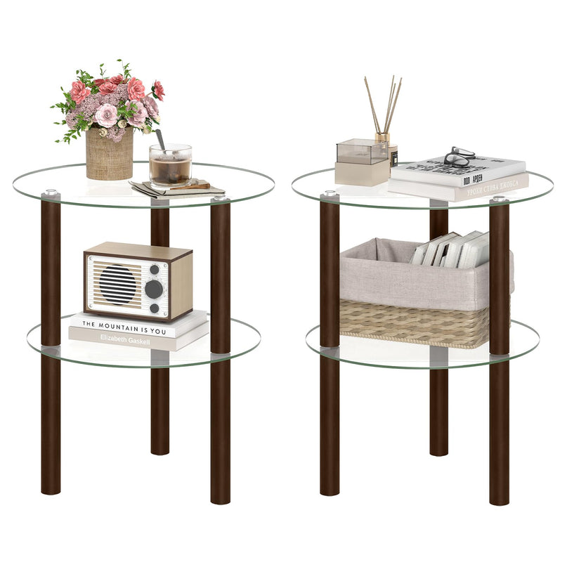 Giantex Round End Table for Living Room Bedroom Home Office