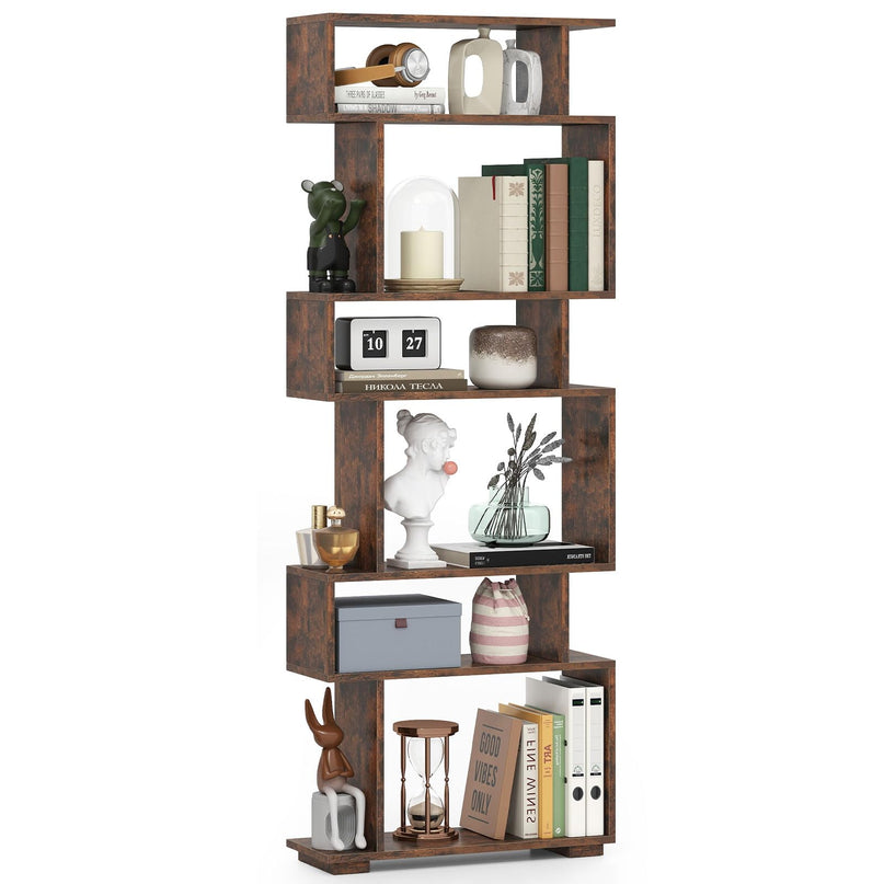 Giantex 6 Tier Geometric Bookshelf with 2 Anti Tipping Kits