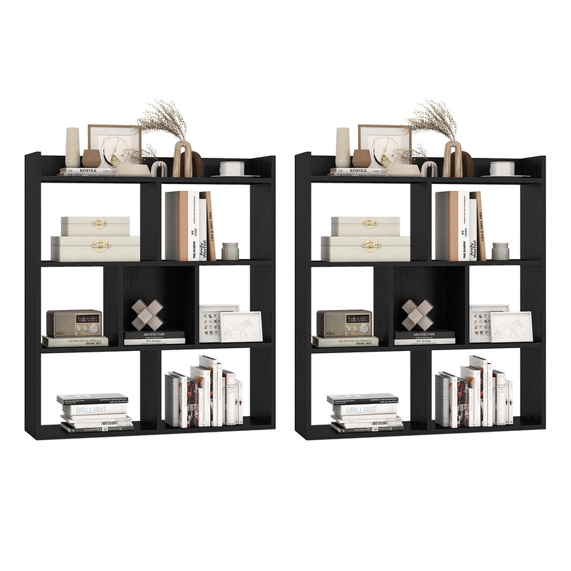Giantex 7 Cube Bookshelf, Free-standing Wooden Bookcase, 4 Tier Home Display Shelf, Horizontal Storage Unit w/Anti-Toppling Devices