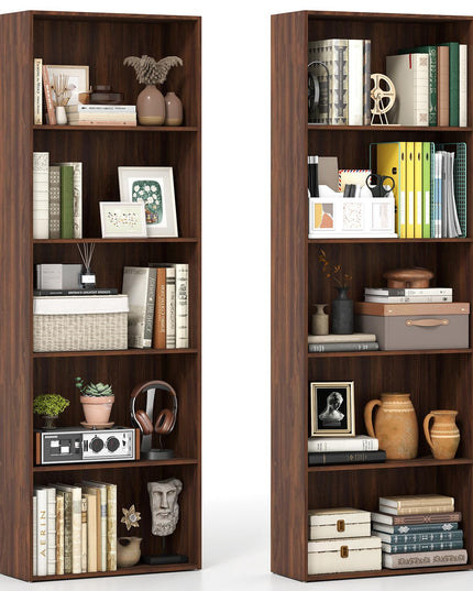 Giantex Tall Bookcase with 5 Open Compartments for Living Room