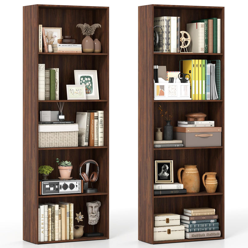 Giantex Tall Bookcase with 5 Open Compartments for Living Room
