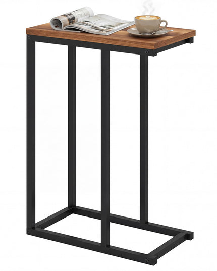 Table d'appoint en C Giantex avec cadre métallique et plateau spacieux, lot de 1/2