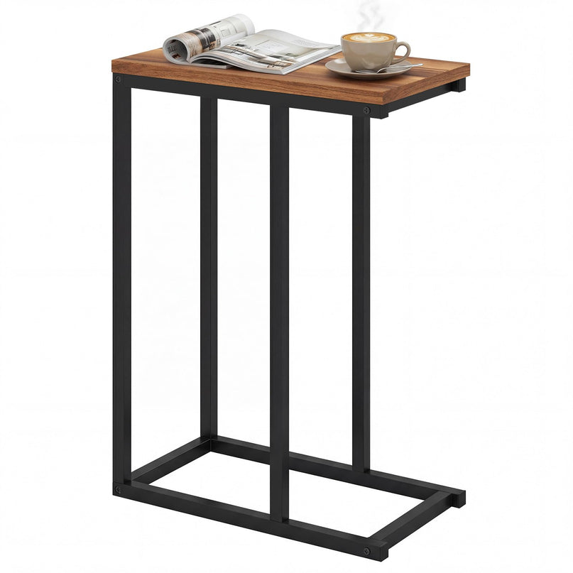 Table d'appoint en C Giantex avec cadre métallique et plateau spacieux, lot de 1/2