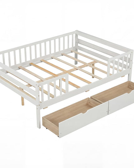 Lit simple pour enfants Giantex avec barrières de sécurité et étagère latérale