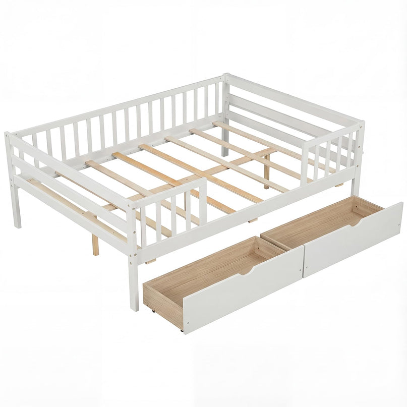 Lit simple pour enfants Giantex avec barrières de sécurité et étagère latérale