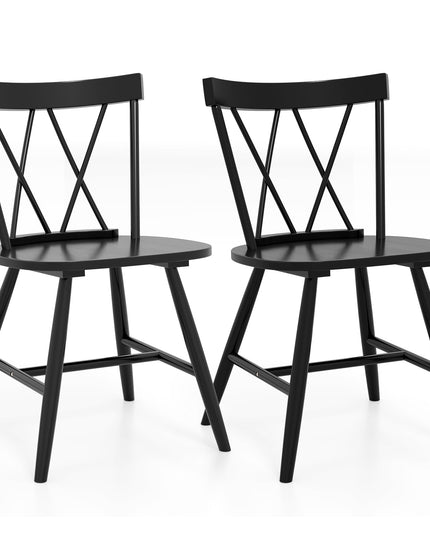 Giantex Wooden Dining Chairs Set of 2/4, Farmhouse Windsor Kitchen Chairs w/Cross Back, Wide Seat