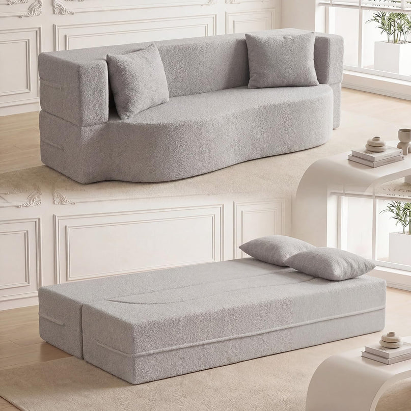 Giantex 75.5" Folding Sofa Bed with 2 Comfortable Pillows