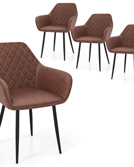 Giantex Mid Century Modern Dining Chairs Set of 2/4, Upholstered Accent Chairs w/Curved Backrest, Wide Seat & Armrests