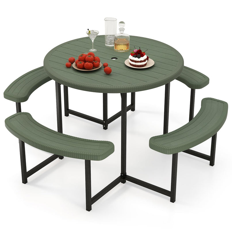 Giantex Picnic Table Bench Set for 4-8 Person(Round)
