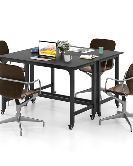 Giantex Conference Table, 48" Rectangular Mobile Meeting Room Desk with Removable Storage Bag & 2 Hanging Hooks