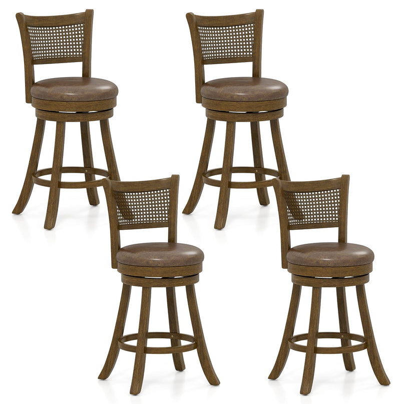 Giantex 25"/30" Swivel Bar Stools Set of 2/4 with PE Rattan Backrest