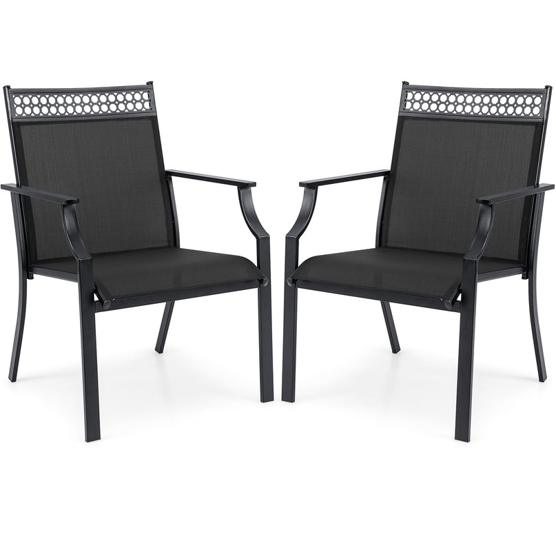 Giantex Patio Chairs Set of 2/4, Outdoor Chairs with All Weather Fabric, High Backrest, Armrests