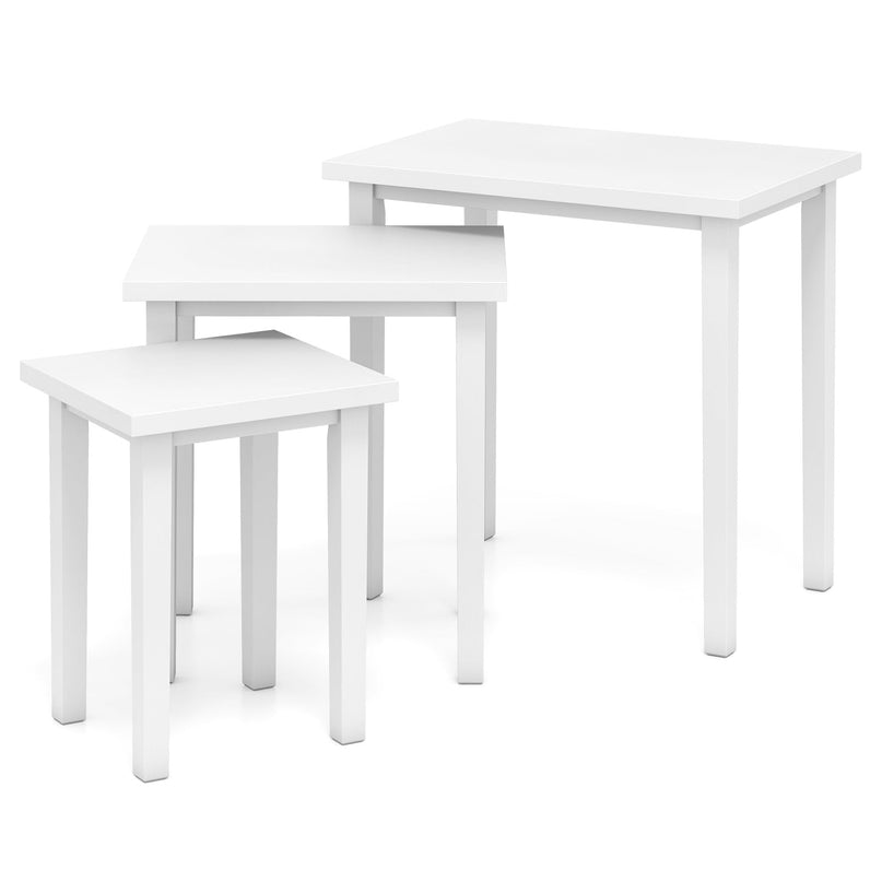 Giantex Lot de 3 tables gigognes, tables d'appoint empilables style ferme avec pieds en caoutchouc