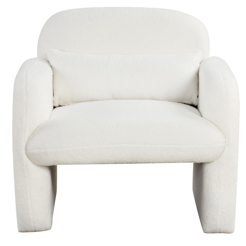 Giantex Modern Accent Chair for Living Room, Sherpa Fabric Upholstered Armchair w/Waist Pillow, Comfy Reading Chair w/Armrests