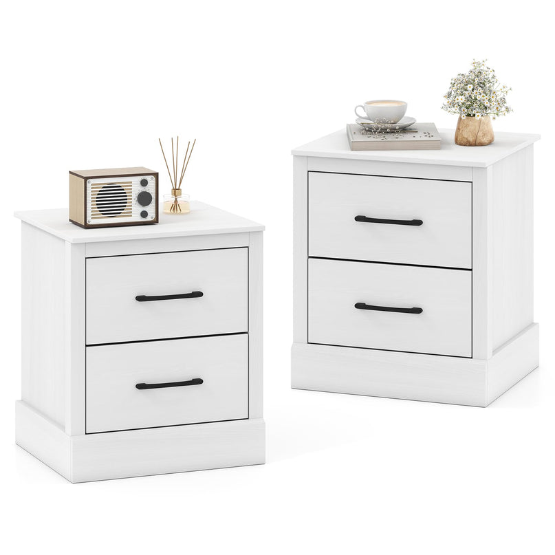 Giantex Wood Bedside Table with 2 Storage Drawers