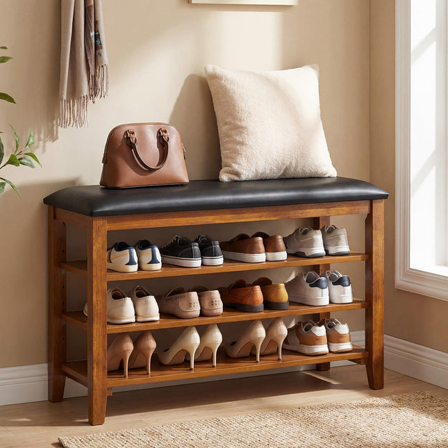 Giantex 4-Tier Shoe Rack Bench with Adjustable Shelves