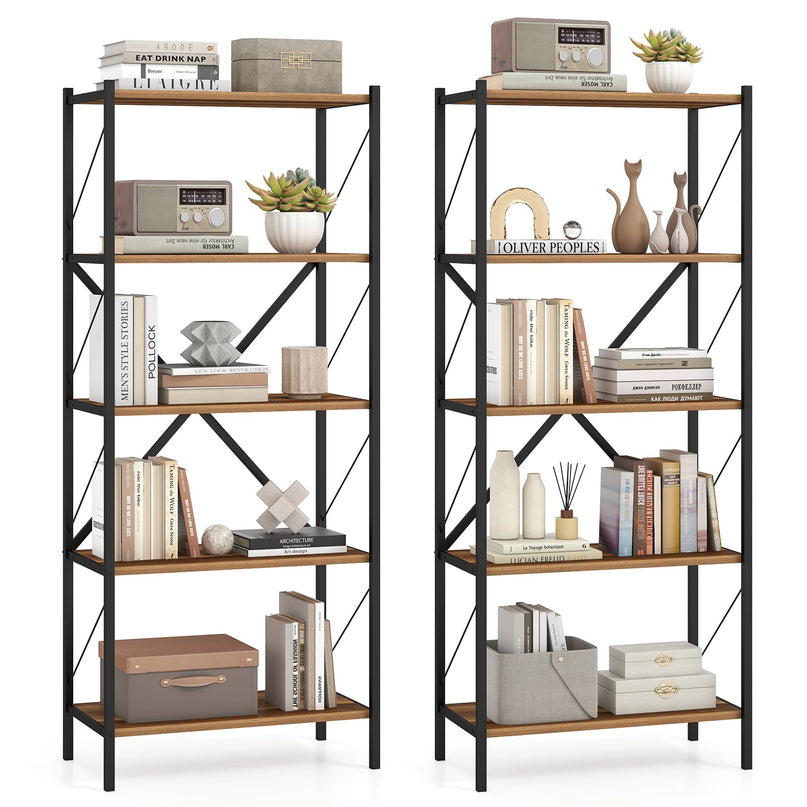 Giantex Industrial Bookcase with Heavy-Duty Metal Frame