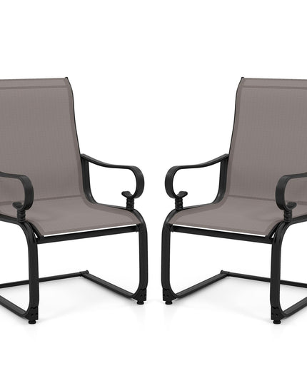 Giantex Patio Dining Chairs Set of 2/4, High Back Outdoor Patio Chairs with Metal C Spring Frame