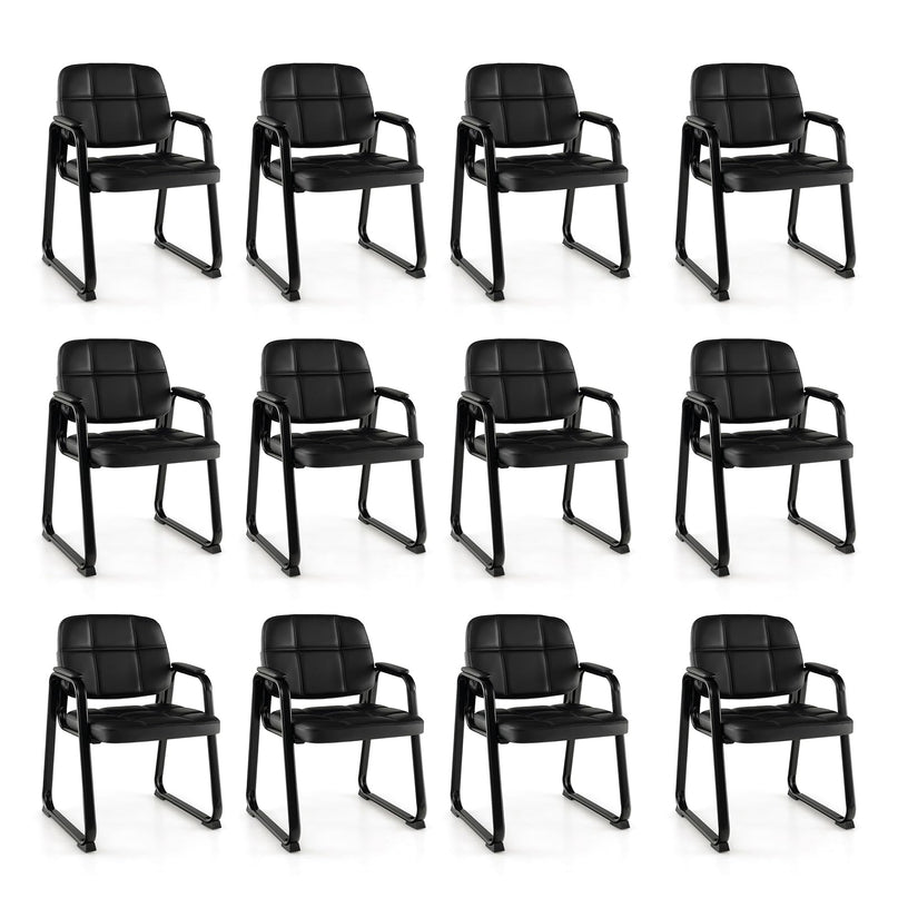 Giantex Waiting Room Chairs, Reception Guest Chair with Padded Armrests, Metal Frame & Sled Base